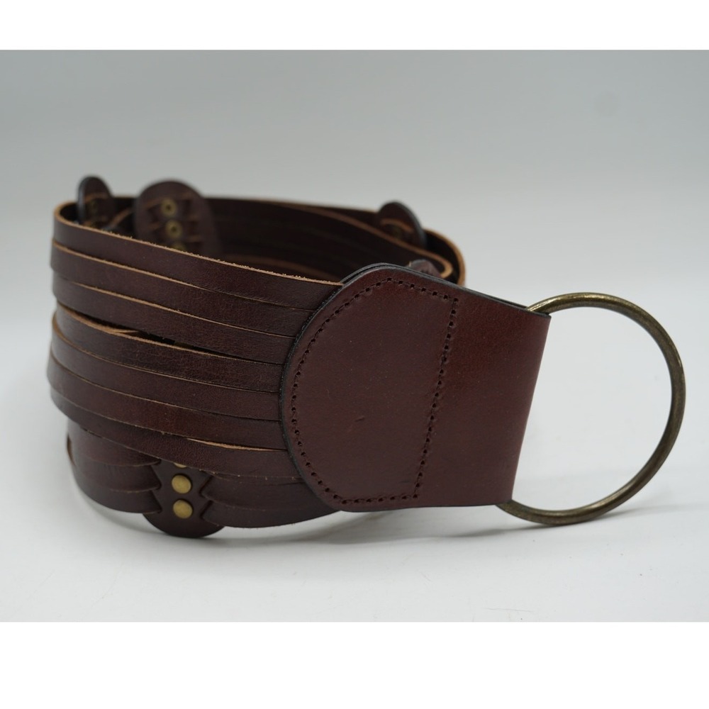 Coldwater Creek Womens Brown Leather Multi Strand O Ring Belt Size L